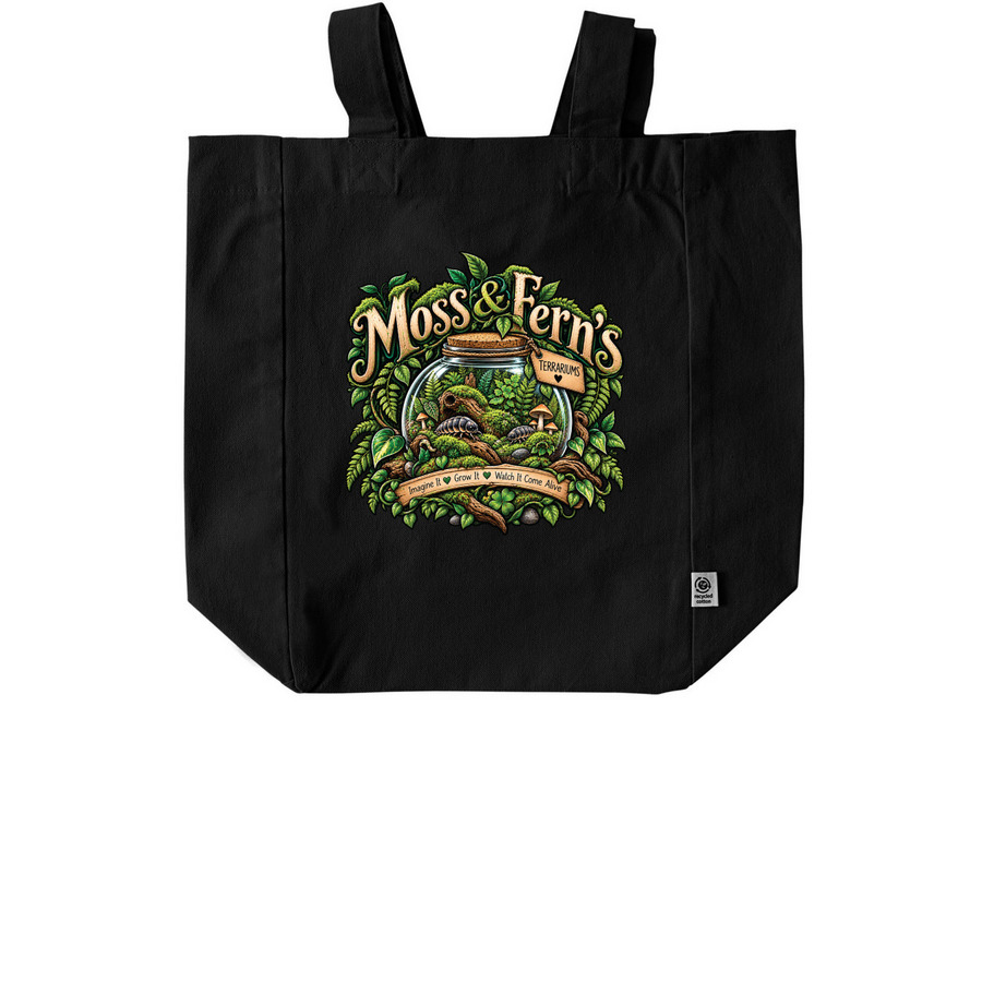 Moss & Ferns Tote!, a Black Recycled Cotton Tote Bag