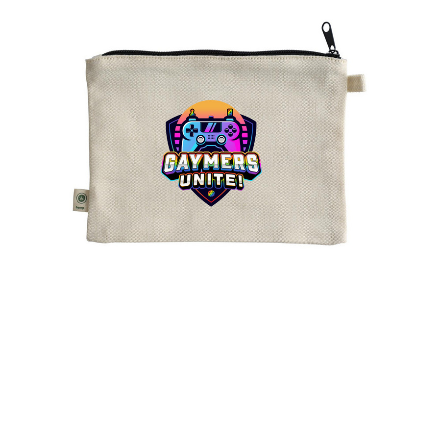 OGL 25 D&D Dice Bag- Tan, a Natural 9"x7" Hemp Blend Pouch (back-view)