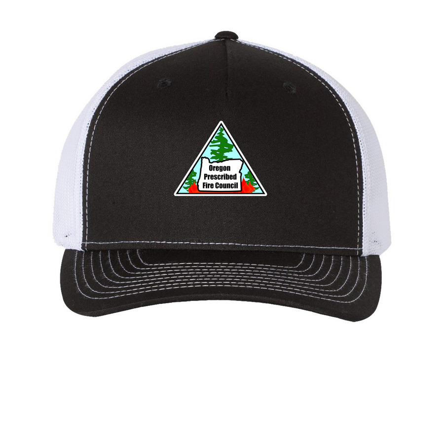 The Oregon Prescribed Fire Council, a Black/ White Printed Five-Panel Trucker Cap