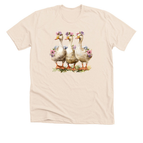 Three Pretty Ducks, a Heather Soft Cream Premium Unisex Tee