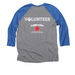 Barn Design White - Volunteering, a Vintage Royal and Premium Heather 3/4 Sleeve Baseball Tee (back-view)