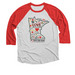 Local Love, a Red and Heather White 3/4 Sleeve Baseball Tee