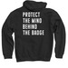 Protect the Mind Behind the Badge Hoodie, a Black Pullover Hoodie (back-view)