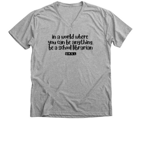 Be a Librarian - Black Logo Extended, a Athletic Heather Premium V-Neck Tee