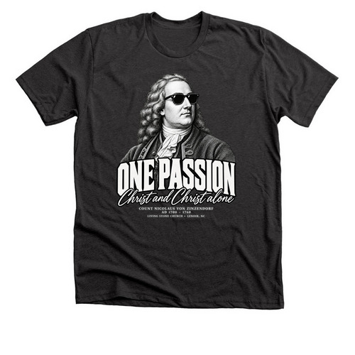 ONE PASSION ? Zinzendorf Tee, a Dark Grey Heather Premium Unisex Tee