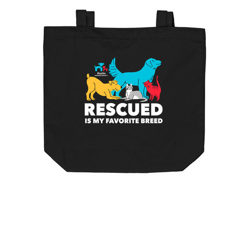 Rescued is My Favorite Breed Tote, a Black Organic Cotton Tote Bag