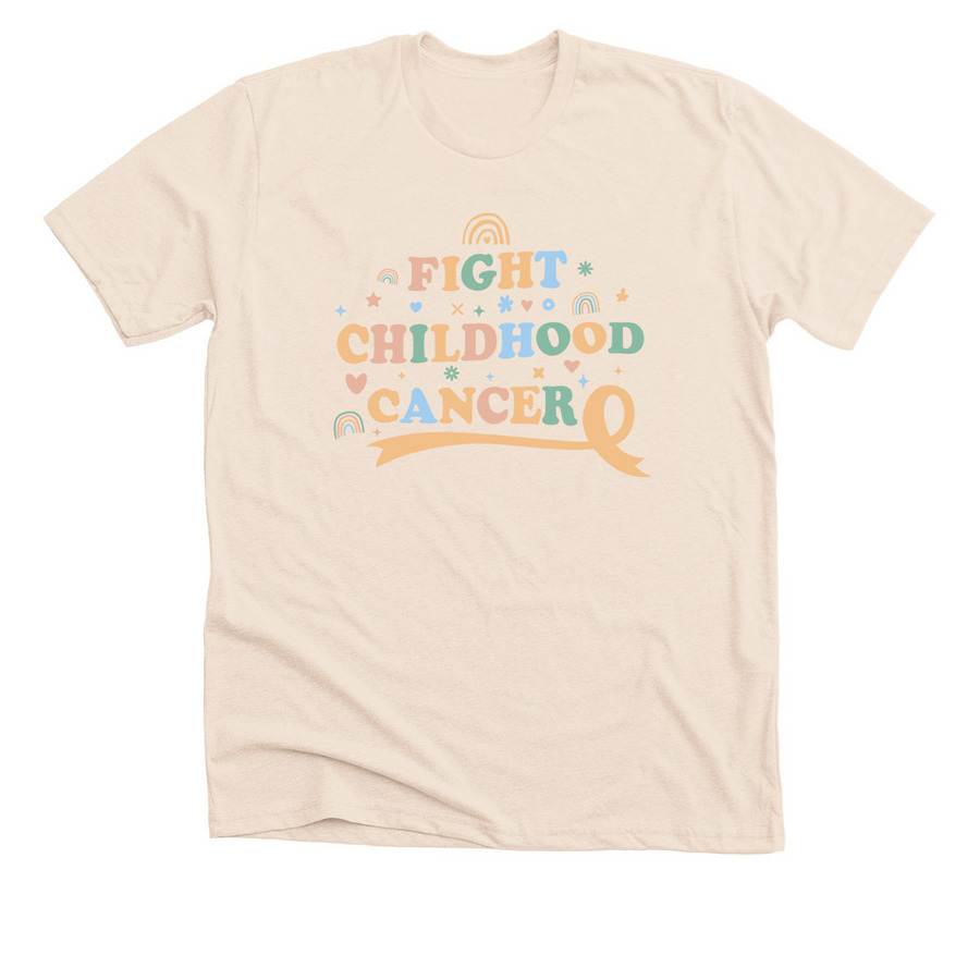 Fight Childhood Cancer Ribbon, a Heather Soft Cream Premium Unisex Tee