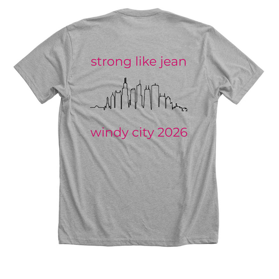 strong like jean 2026, a Athletic Heather Premium Unisex Tee (back-view)