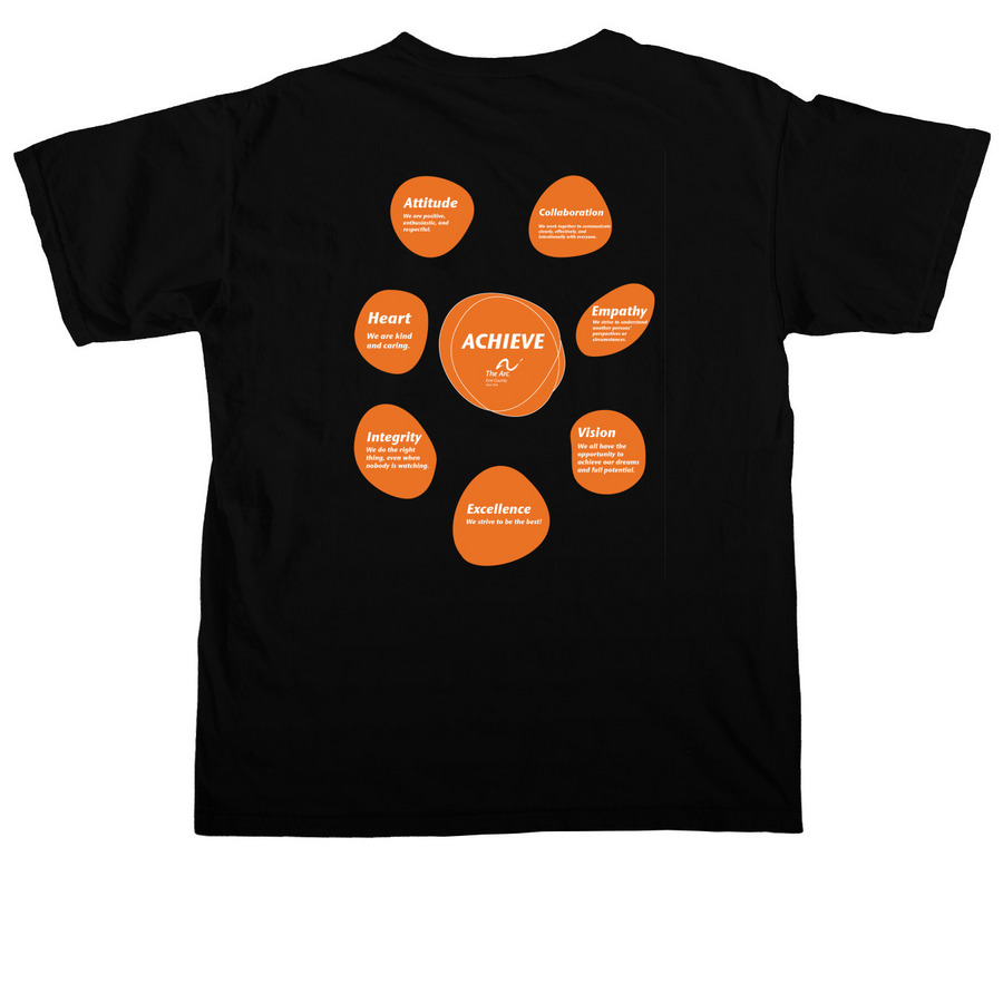 Achieve Values, a Black Comfort Colors Unisex Tee (back-view)