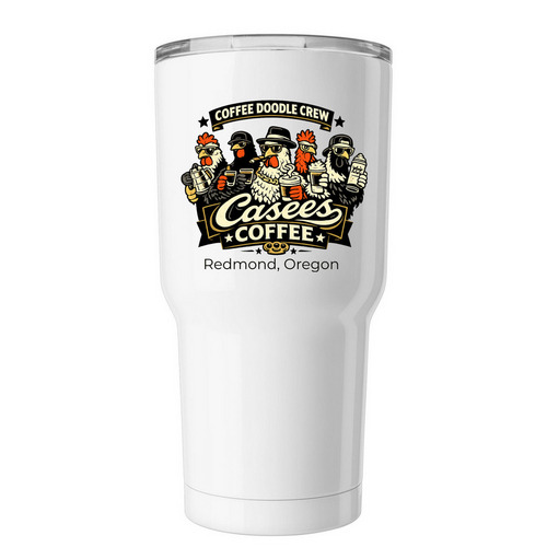 Coffee Doodle Crew Tumbler, a White Insulated Tumbler