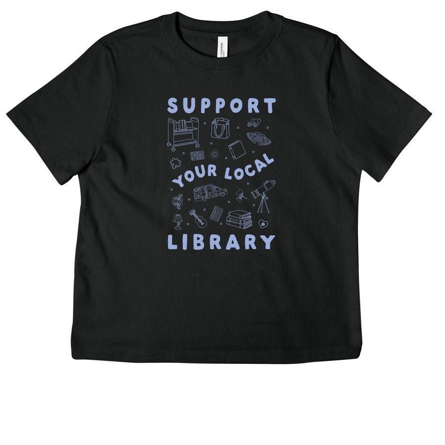 Support Your Local Library - Women's Cut, a Vintage Black Women's Heavyweight Tee