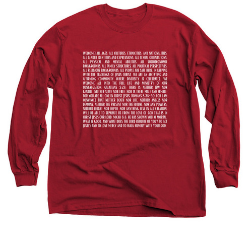 FUPC Welcome, a Cardinal Red Classic Long Sleeve Tee