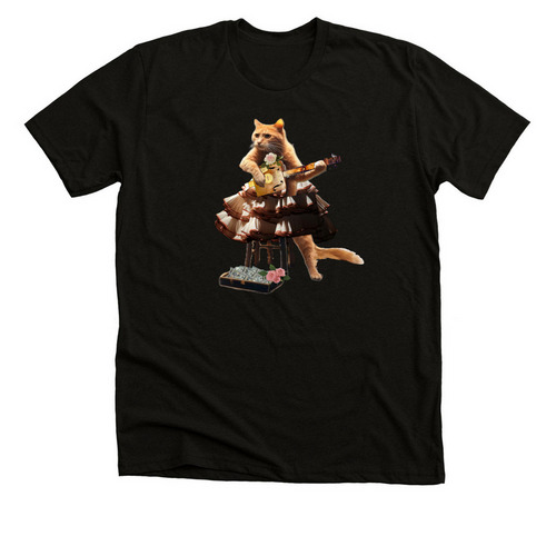 Kitty with Shorty, a Solid Black Blend Premium Unisex Tee