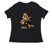 Kitty with Shorty, a Black Women's Relaxed V-Neck Tee