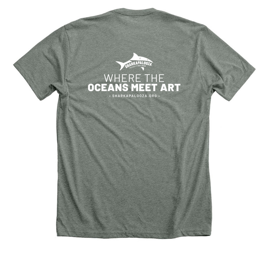 Ocean Artist Series: The Creator, a Deep Heather Premium Unisex Tee (back-view)