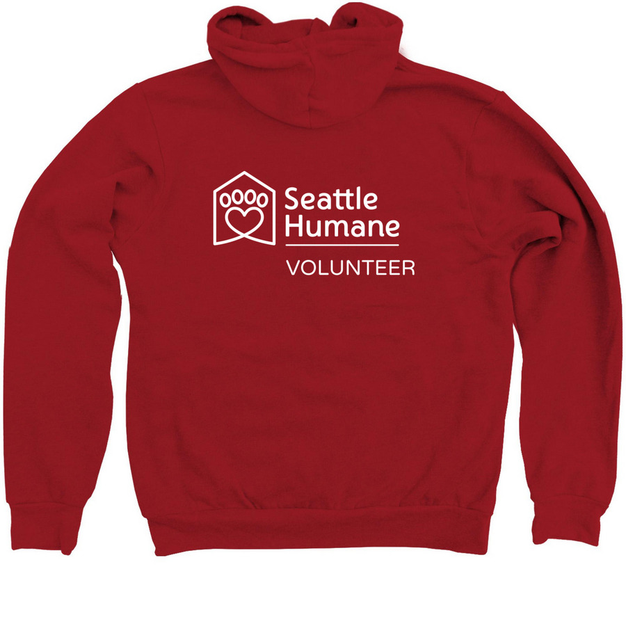 Volunteer Zip Up, a Red Zip Up Hoodie (back-view)