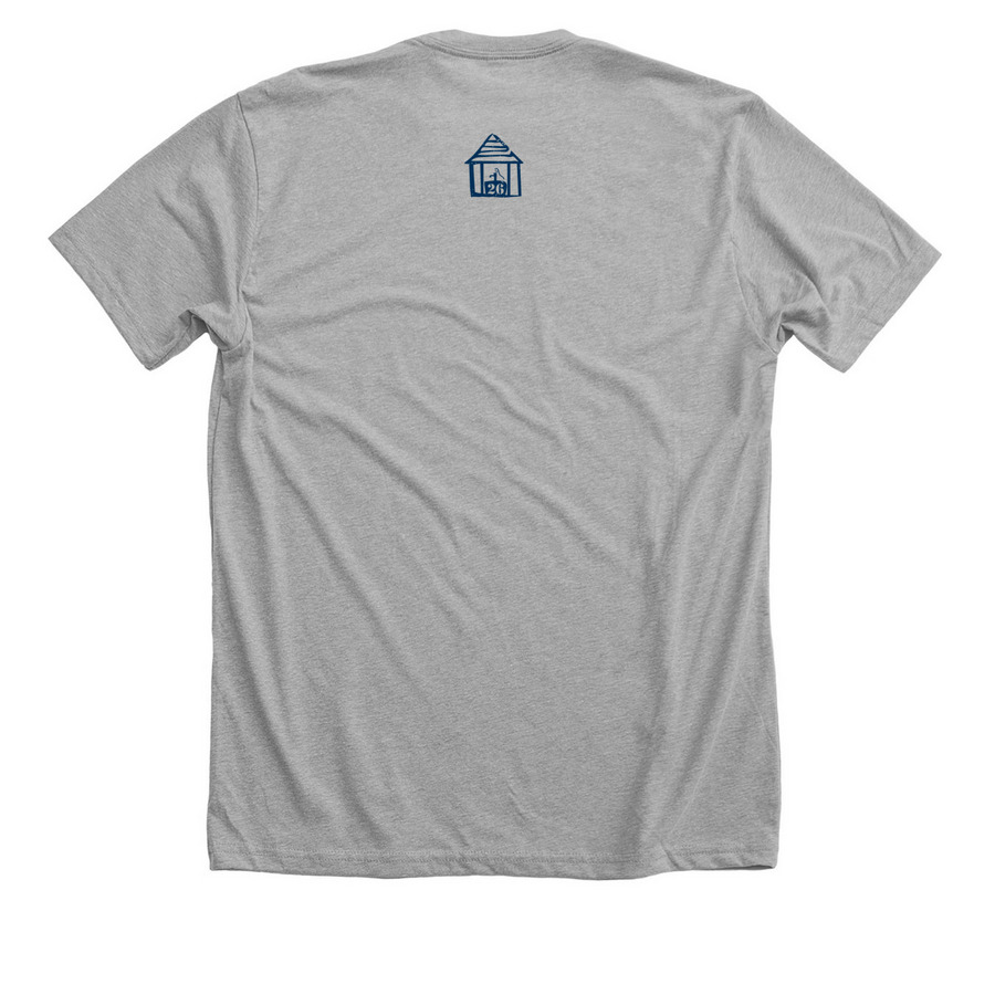 Squirrel Isle in Navy, a Athletic Heather Premium Unisex Tee (back-view)