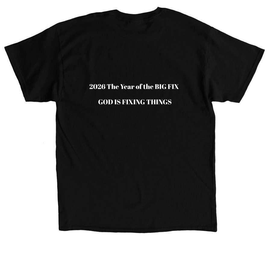 The Big Fix&nbsp;, a Black Classic Unisex Tee (back-view)