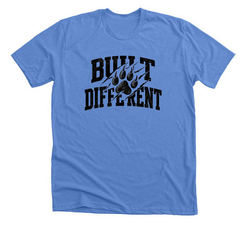 Built Different, a Heather Columbia Blue Premium Unisex Tee