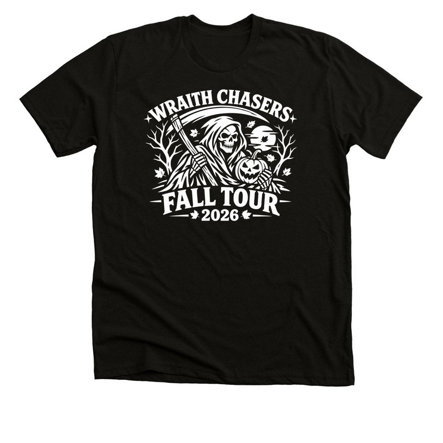 Wraith Chasers Fall Tour '26, a Black Heather Premium Unisex Tee