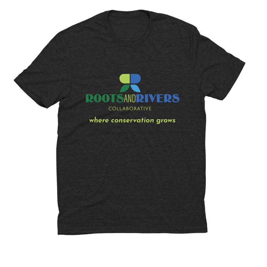 Support Roots and Rivers Collaborative, a Space Black Allmade Eco Triblend Unisex Tee