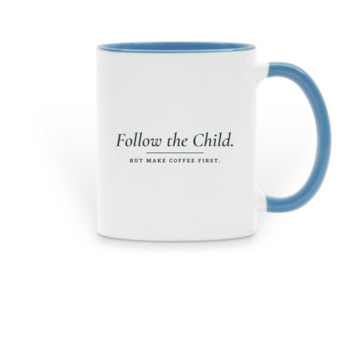 Follow the Child Mug, a Light Blue Two-Tone Ceramic Mug