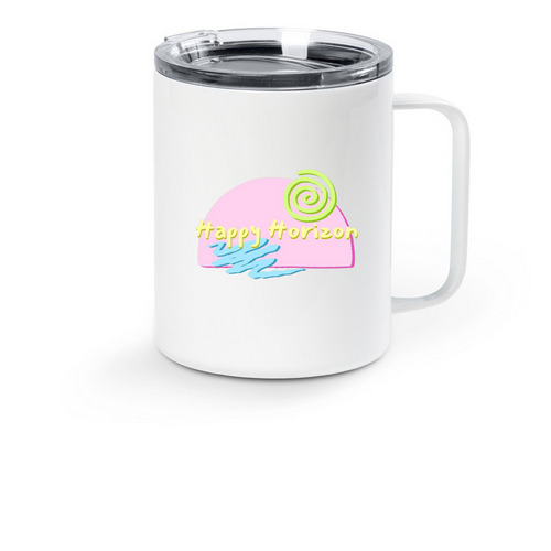 Happy Horizon Pink Sunrise Travel Mug, a White Stainless Steel Travel Mug
