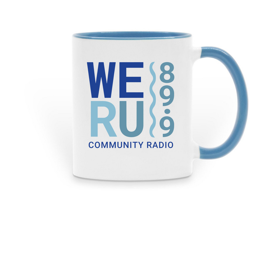 WERU Logo Mug, a Light Blue Two-Tone Ceramic Mug
