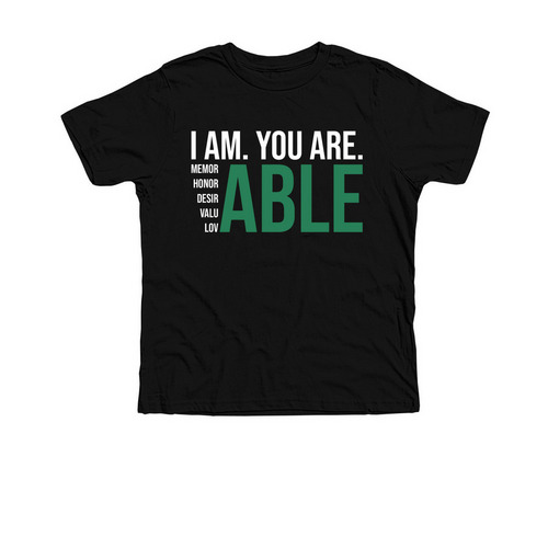 I Am. You Are. Able. (Kids Dark), a Solid Black Blend Premium Youth Tee