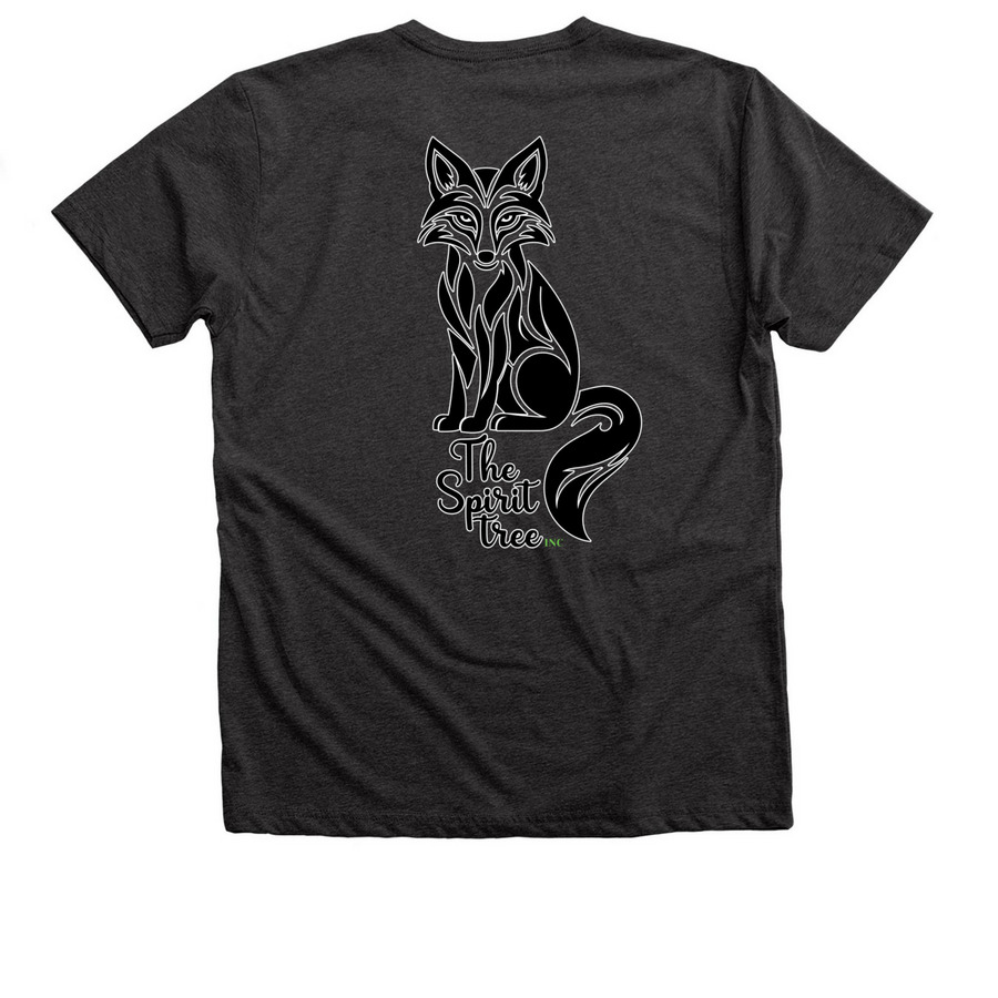 The Spirit Tree Inc - Fox, a Dark Grey Heather Premium V-Neck Tee (back-view)