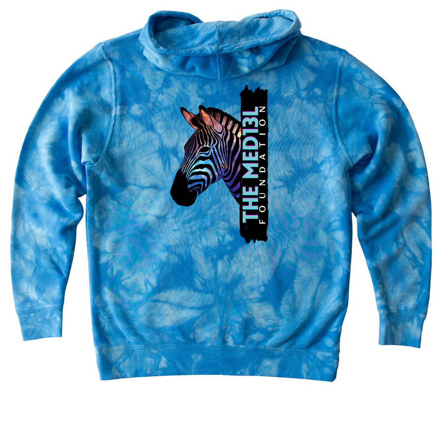 Galaxy Zebra, a Aqua Blue Youth Tie Dye Pullover Hoodie (back-view)