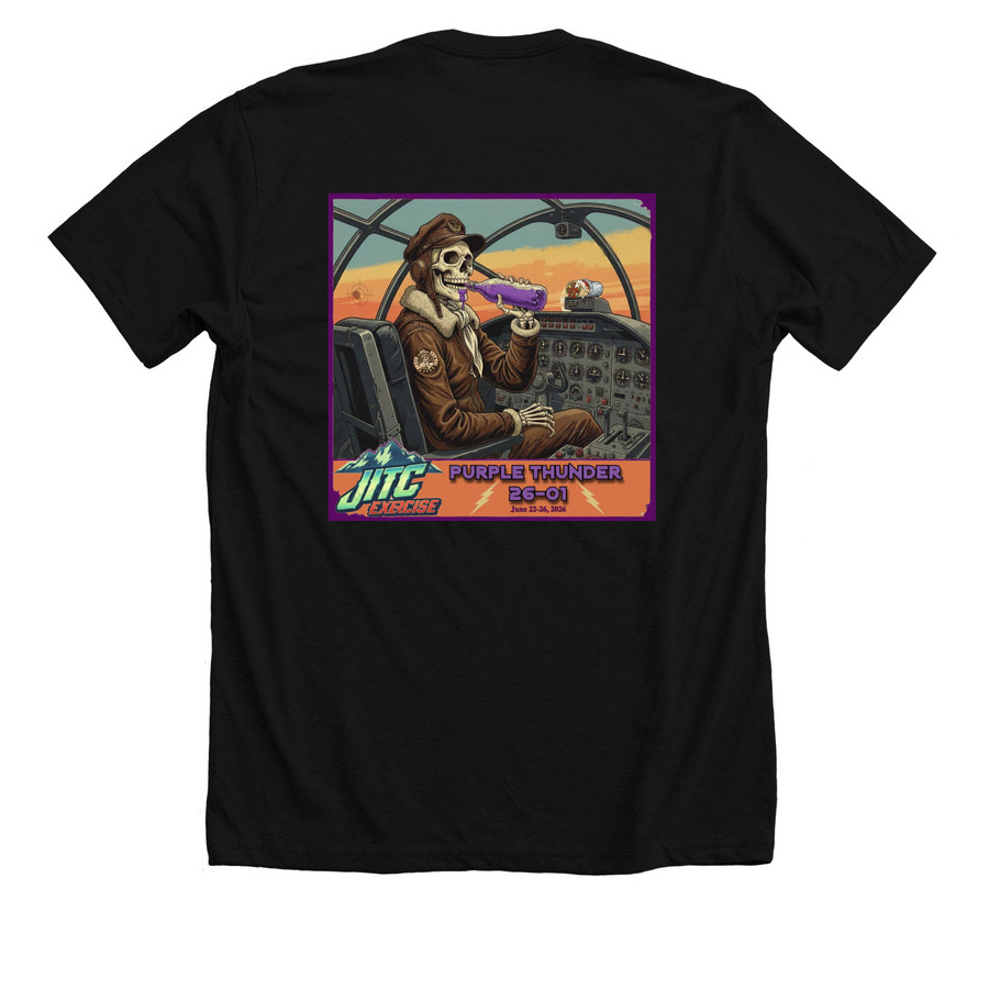 PURPLE THUNDER 26-01, a Solid Black Blend Premium Unisex Tee (back-view)