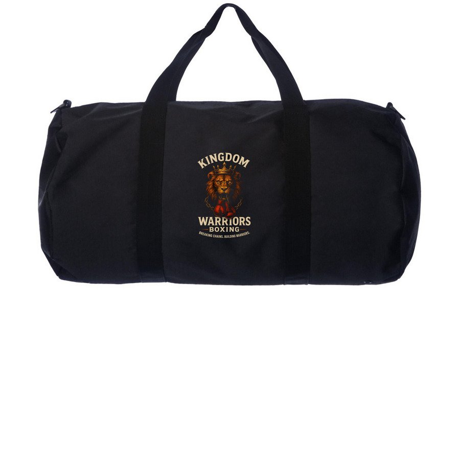 Kingdom Warriors Youth Boxing Duffel, a Black Day Tripper Duffel Bag (back-view)
