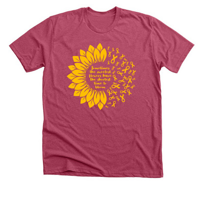 Bloom, a Heather Raspberry Premium Unisex Tee