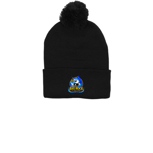 Big Rock Beanie, a Black Printed Pom-Pom Beanie