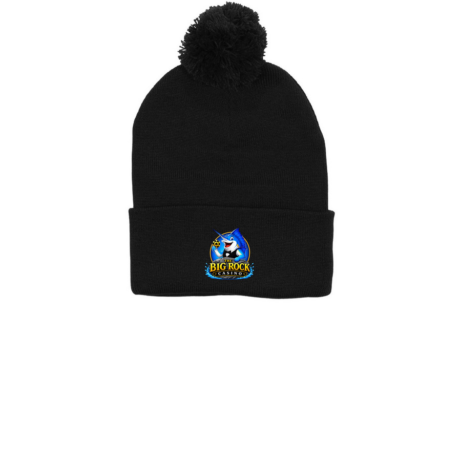 Big Rock Beanie, a Black Printed Pom-Pom Beanie