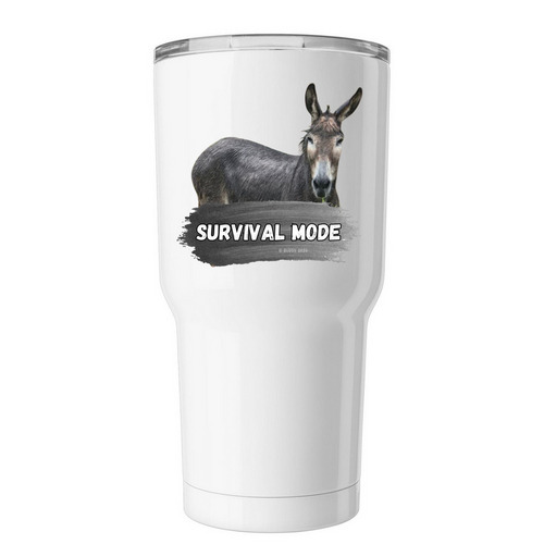 Survival Mode Official Logo Travel Mug, a White Insulated Tumbler