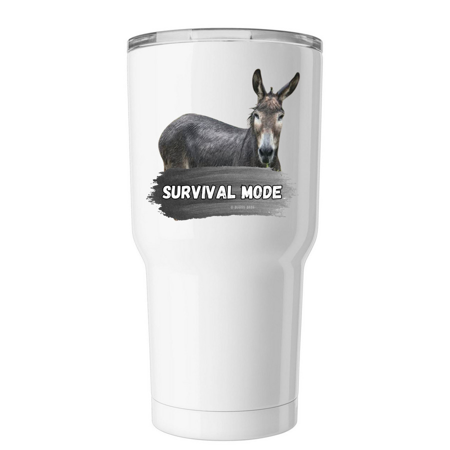 Survival Mode Official Logo Travel Mug, a White Insulated Tumbler