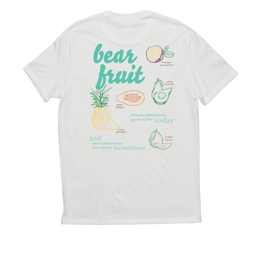 Bear Fruit Campaign Tee, a Fairly White Allmade Eco Triblend Unisex Tee (back-view)