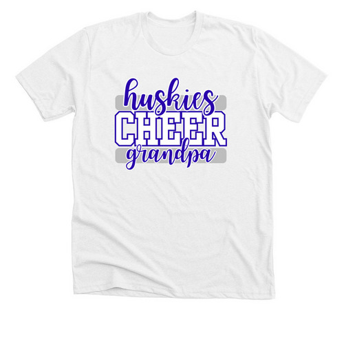 Huskies Cheer Grandpa - Blue, a Solid White Blend Premium Unisex Tee