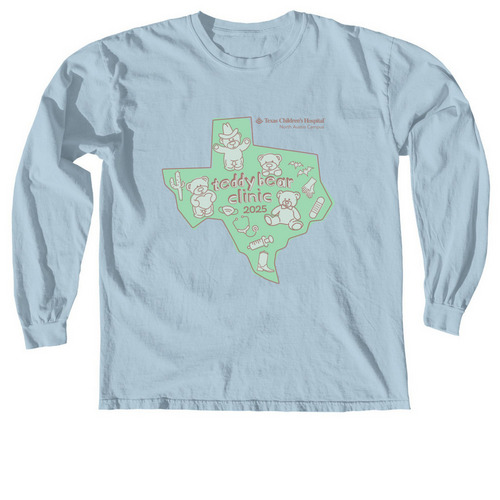 Teddy Bear Clinic, a Chambray Comfort Colors Long Sleeve Tee