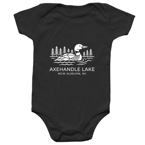 Infant Onesie with White Logo, a Black Infant Onesie