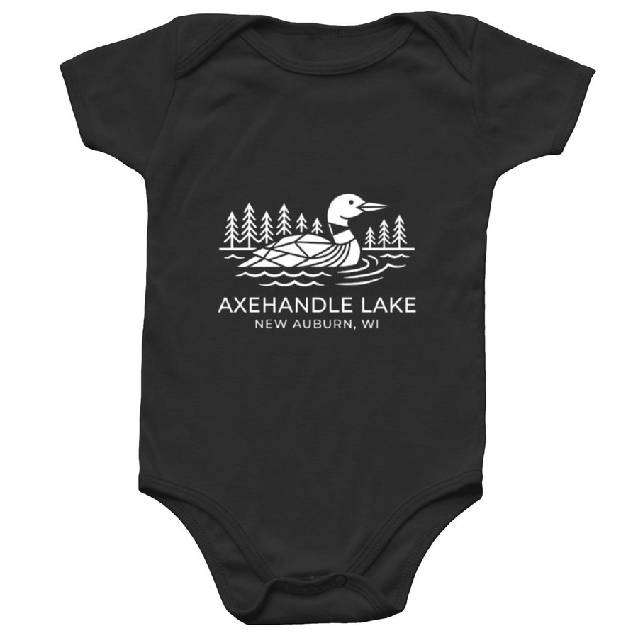 Infant Onesie with White Logo, a Black Infant Onesie