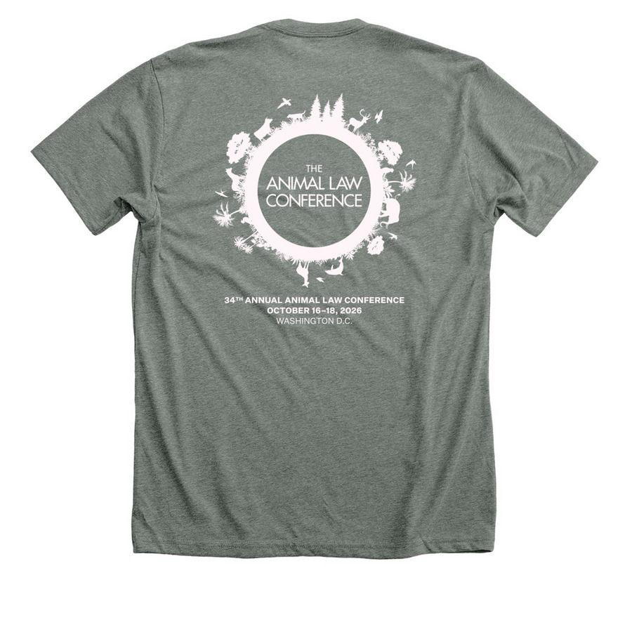 34th Annual Animal Law Conference - Exclusive, a Deep Heather Premium Unisex Tee (back-view)