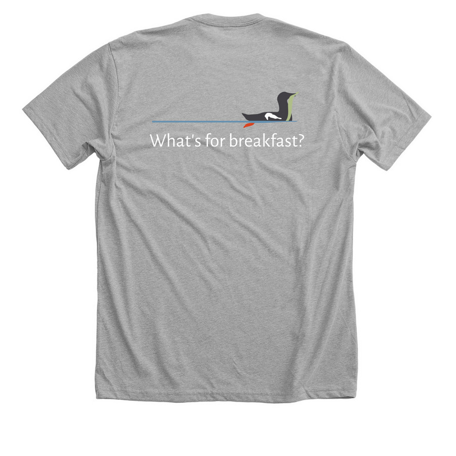 What's for breakfast?, a Athletic Heather Premium Unisex Tee (back-view)