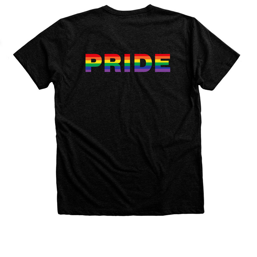 P.R.I.D.E, a Black Heather Premium Unisex Tee (back-view)
