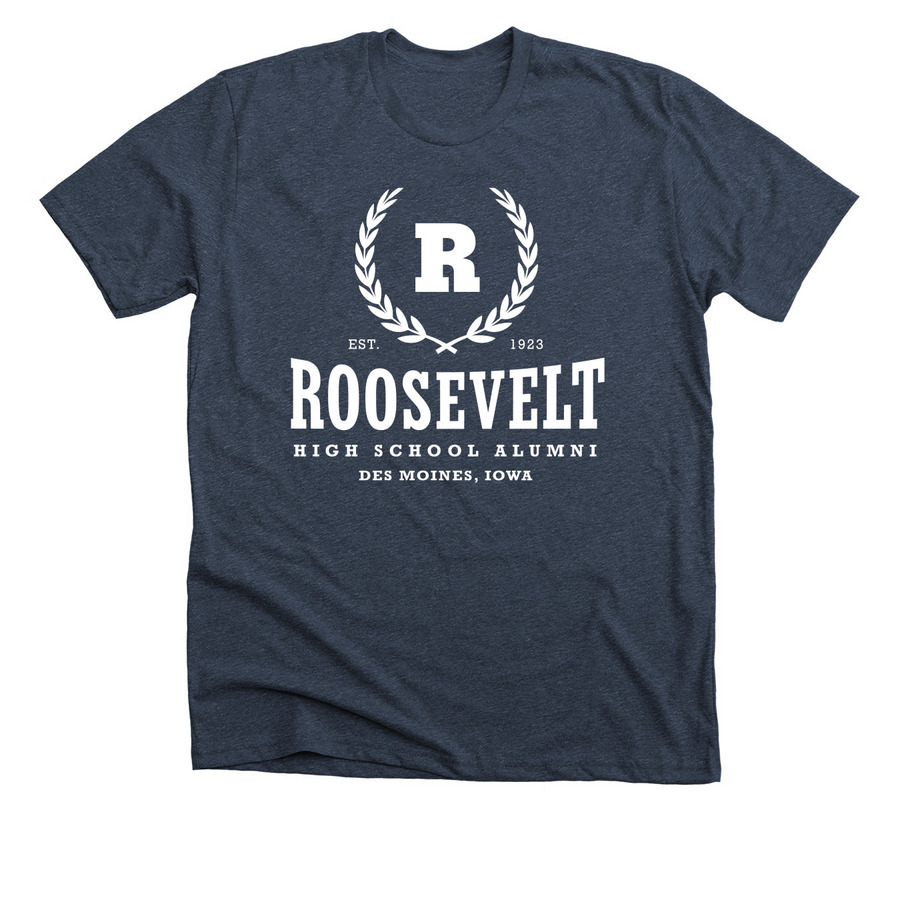 Navy Crest Tee, a Heather Midnight Navy Premium Unisex Tee