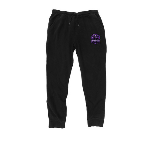 demon, a Black Midweight Fleece Joggers