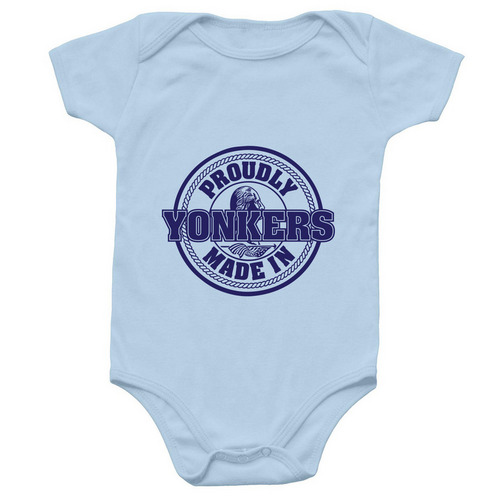 Proudly Made in Yonkers, a Light Blue Infant Onesie