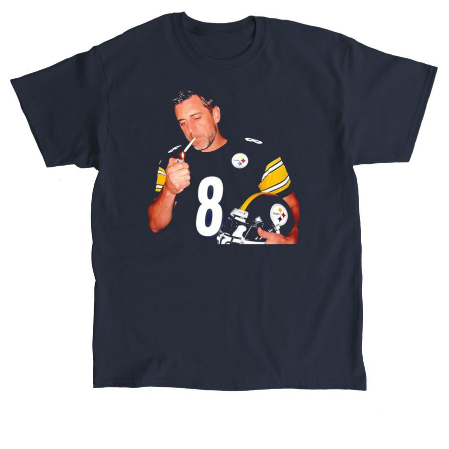Aaron Rodgers Pittsburgh Steelers smoking, a Navy Classic Unisex Tee